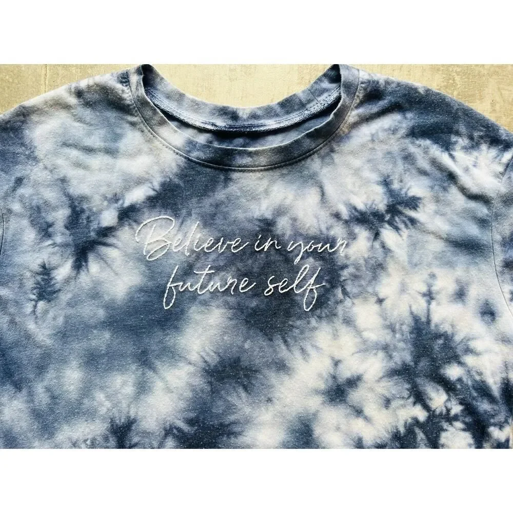 JUSTICE Girls Youth Tie Dye Crop Top T-Shirt Tee BELIEVE IN YOUR FUTURE SELF 6